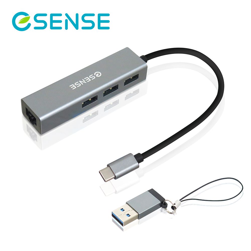 Esense 逸盛  Type-C轉RJ45+USB3.0 HUB