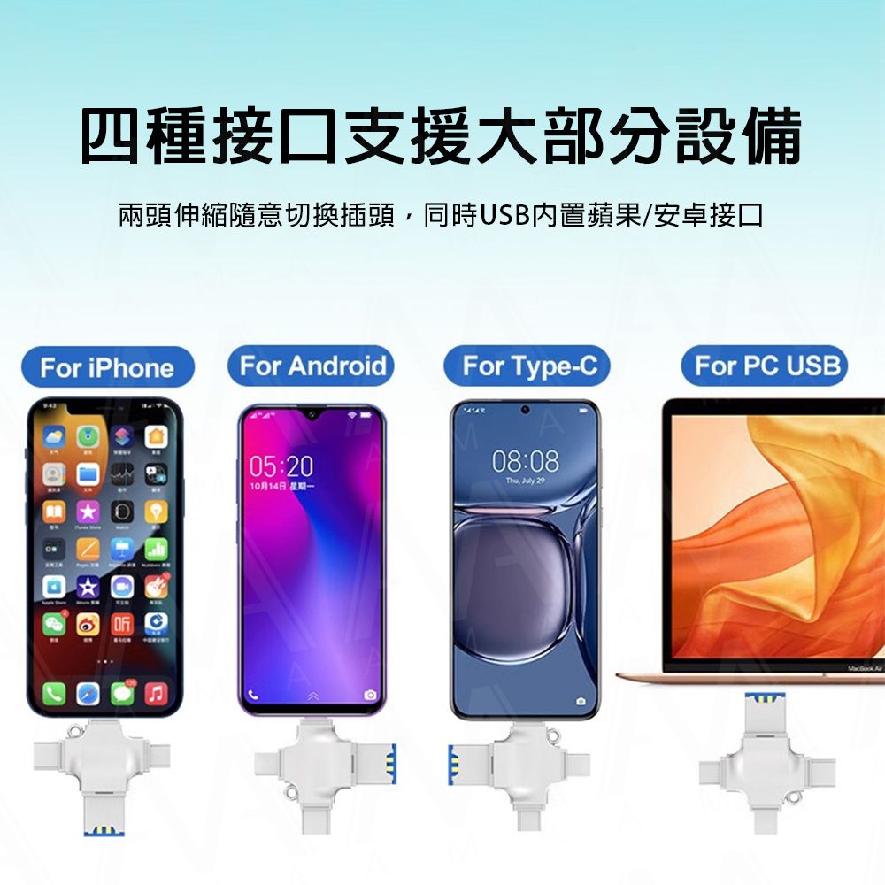AMA OTG 讀卡機 多功能四合一 Type-c/安卓/蘋果/電腦讀卡器 USB/TF 轉換器 高性能Flash芯片