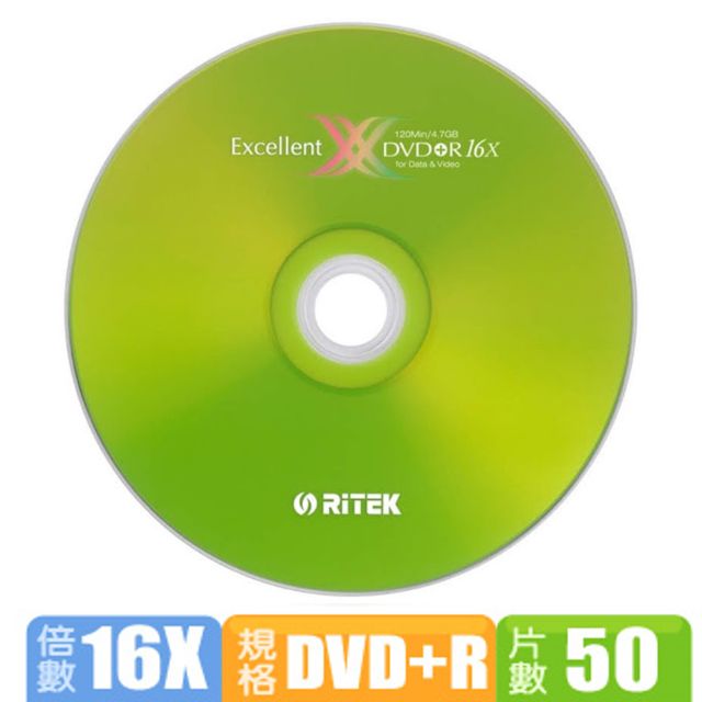 RIDATA 錸德  RiTEK X系列 16X DVD+R(50片)