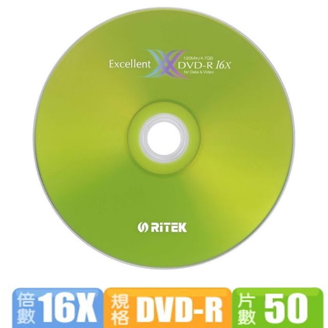 RIDATA 錸德  RiTEK 16X DVD-R(50片)