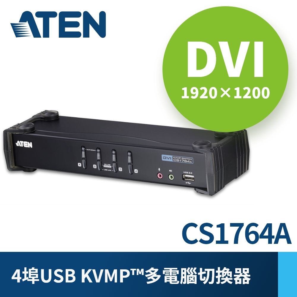 ATEN 4埠USB DVI KVMP多電腦切換器CS1764A PChome 24h購物