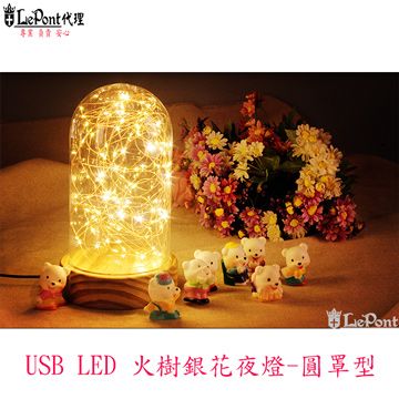 Lepont 北歐3D立體 USB LED 創意火樹銀花夜燈-圓罩型