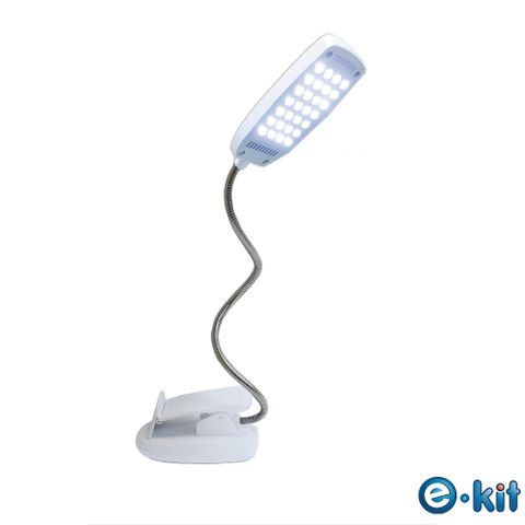 逸奇e-Kit 28顆亮白LED燈/輕巧百變創意蛇管檯燈夾(白) UL-8002_W