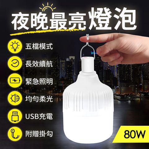 御皇居 USB充電燈泡-80中款(5段可調燈 多功能照明燈泡)