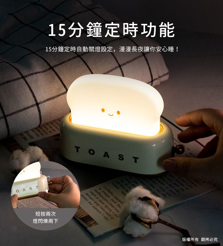 aibo TOAST烤麵包機造型 LED夜燈-榴子紅