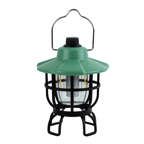 aibo USB充電式 三色調光LED 手提復古露營燈(LI-59)-復古綠