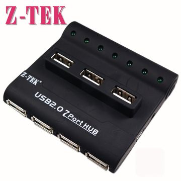 Z-TEK USB 2.0 7埠 歐規HUB集線器(帶電源for Universal 100-240v)(ZE341A)