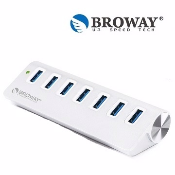 BROWAY 普洛威 USB3.0 7埠 HUB集線器 鋁合金 晶鑽銀