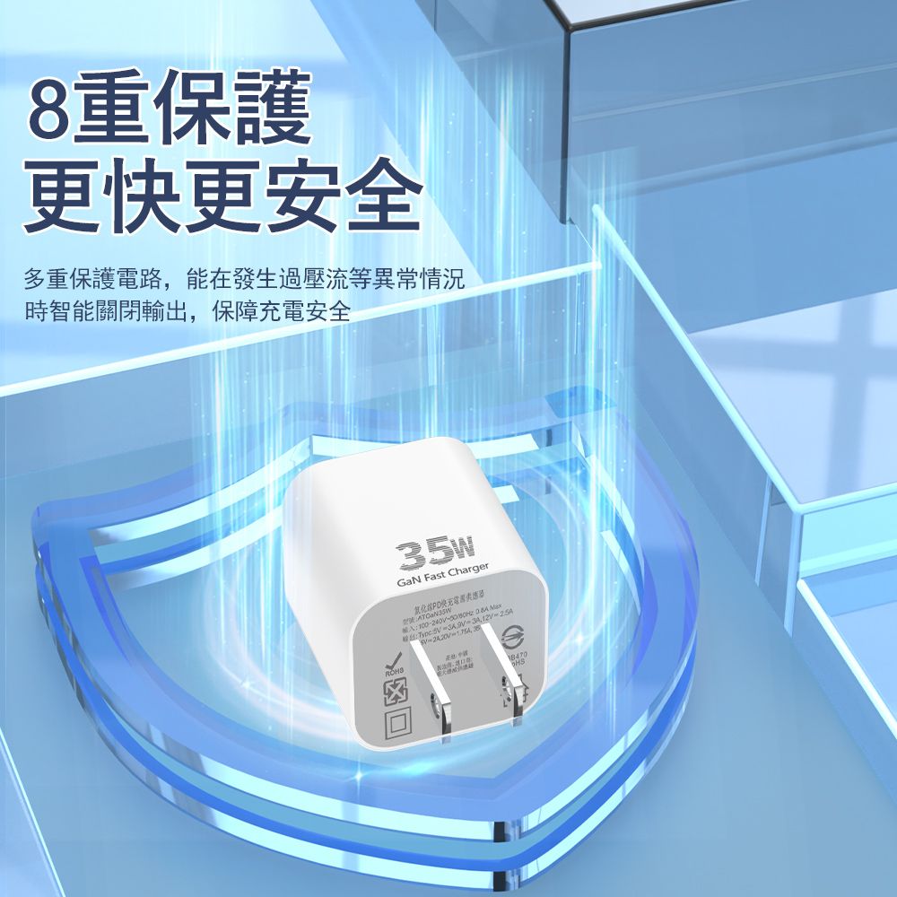 Kyhome  35W PD快充充電器 iPhone充電頭 35W快充頭/豆腐頭 Type-C充電器 【支援iPhone/三星/安卓/iPad/Switch】