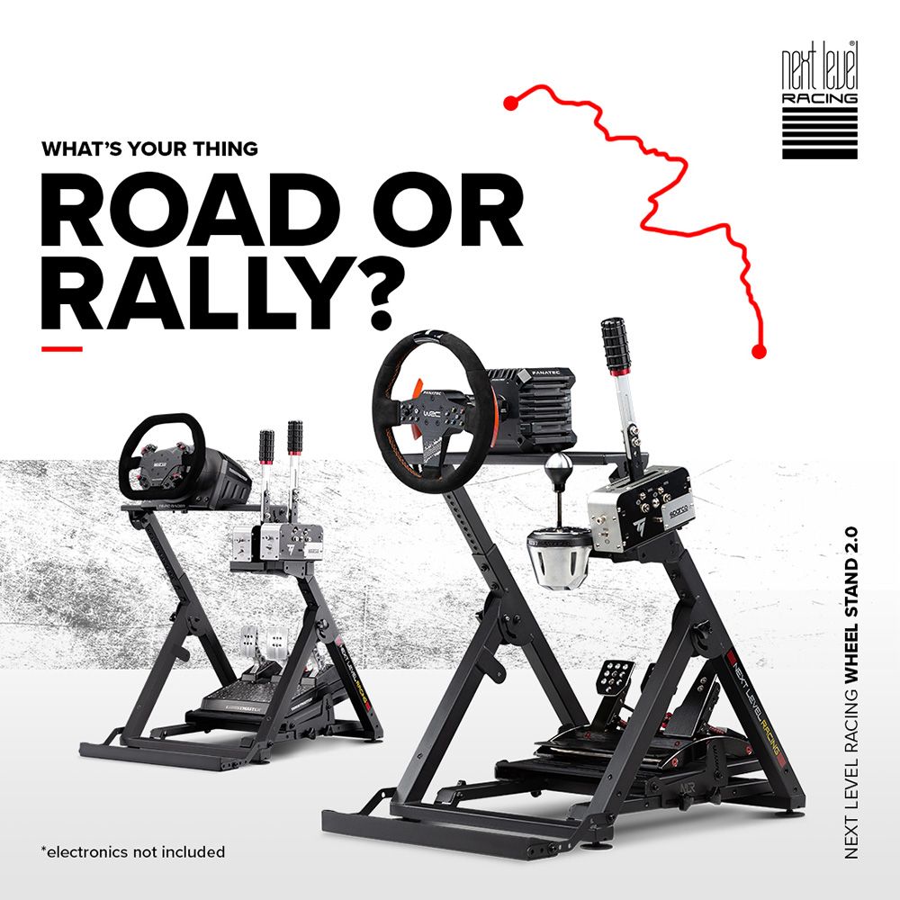 electronics not includedWHATS YOUR THINGROAD ORRALLY? RACINGNEXT LEVEL RACING WHEEL STAND 2.0