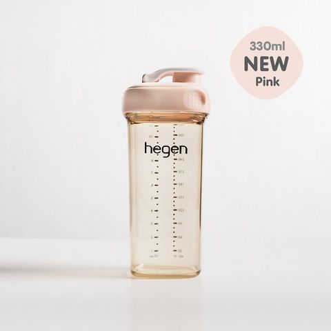 hegen 金色奇蹟PPSU多功能方圓型寬口水瓶 330ml-嫣粉