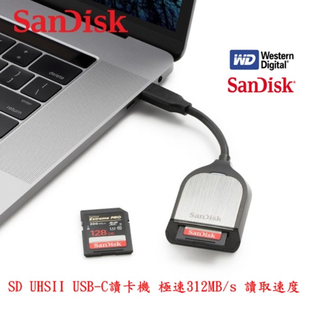 SanDisk 晟碟 [ ] 全新版 高階影像專用ExtremePro SD UHSII USB-C讀卡機