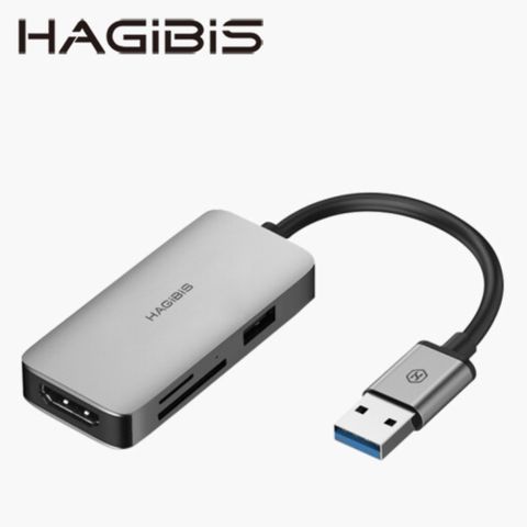 HAGiBiS 海備思 鋁合金USB3.0轉接器HDMI+讀卡機UH4