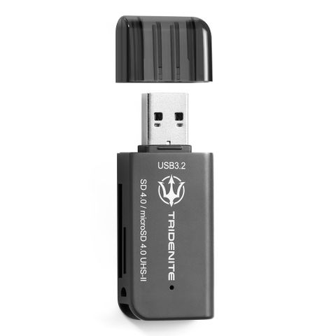 TRIDENITE USB 3.2 UHS-II PRO SD 4.0 + DDR-200 SD/MicroSD 超頻雙卡讀卡機(Type-A)