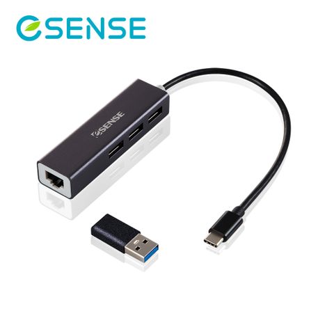 Esense Type-C轉RJ45+USB3.0 HUB