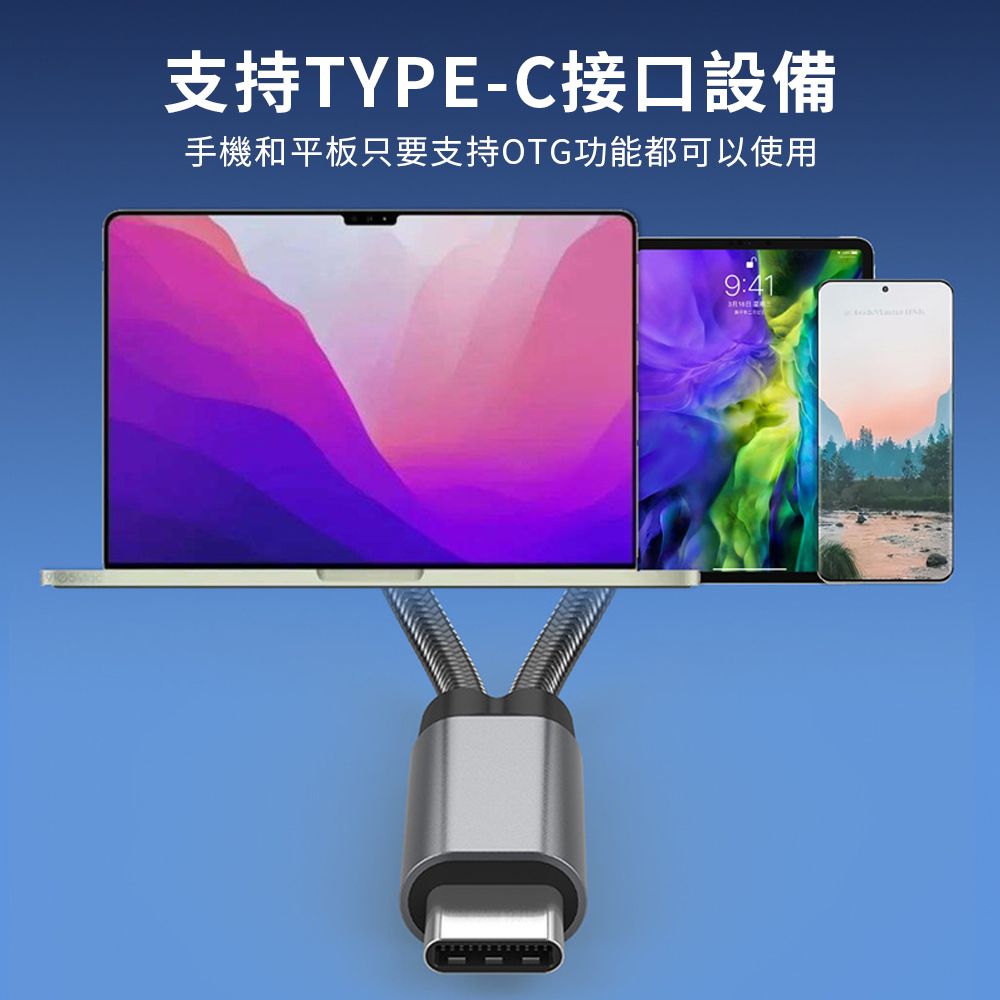 YUNMI Type-C OTG轉接頭 轉接器 Type-C轉PD60W快充+USB2.0介面 適用於Apple iPhone iPad-灰色