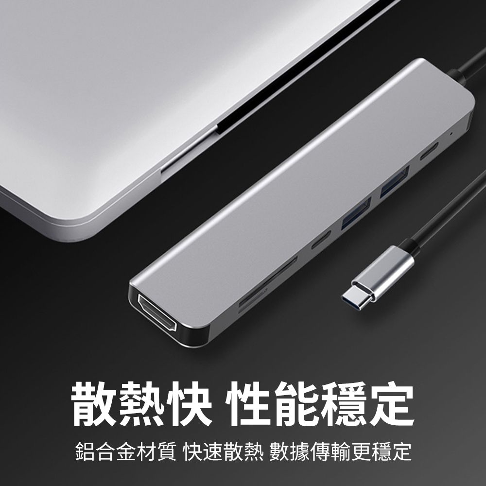 ANTIAN Type-C 七合一多功能HUB轉接器 USB集線器 HDMI智能轉換器 筆電擴展塢 mac轉接頭