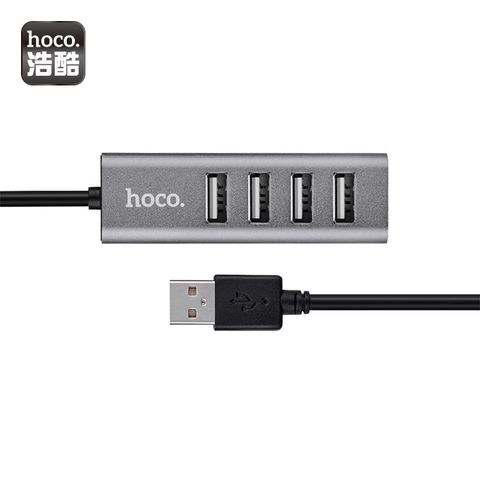 HOCO 浩酷  高速四口USB分線器(HB1) USB轉換器 hub擴展otg集線器/ 電腦筆電用-錆色