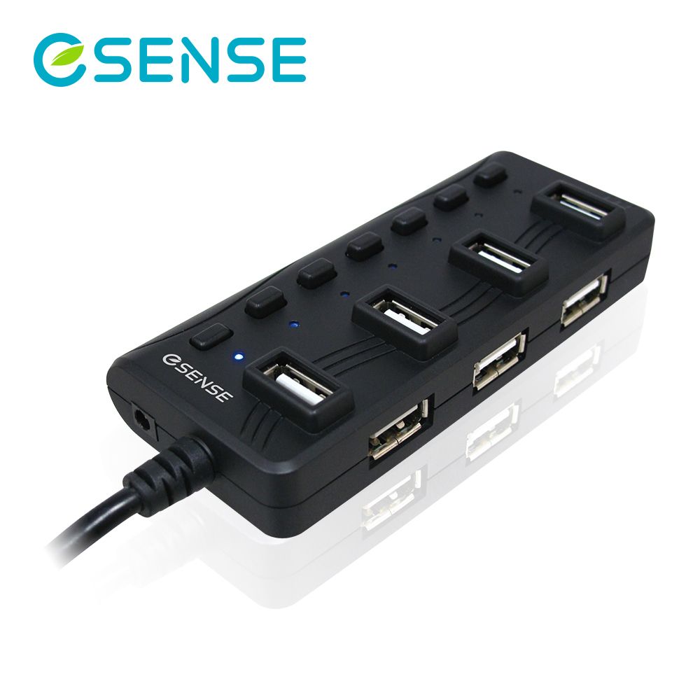 Esense 逸盛  附2安培變壓器 (國際電壓: 100V~240V)  擴充戰士升級版7-Port  USB2.0 HUB-2A