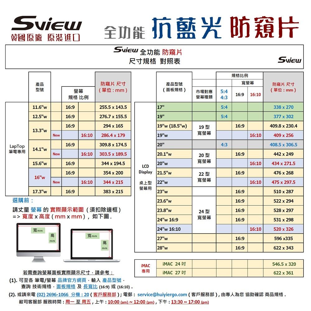 Sview 14.1吋 / 14吋 (16:9) 筆電防窺片 - 防窺 / 抗藍光 / 防眩光 / 斷UV光(螢幕紫外線)