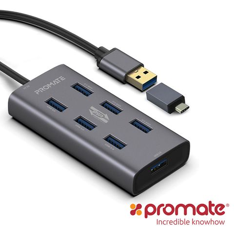 USB 3.0Promate EZHub USB3.0 (7埠) Hub 高速集線器(EZHub-7)