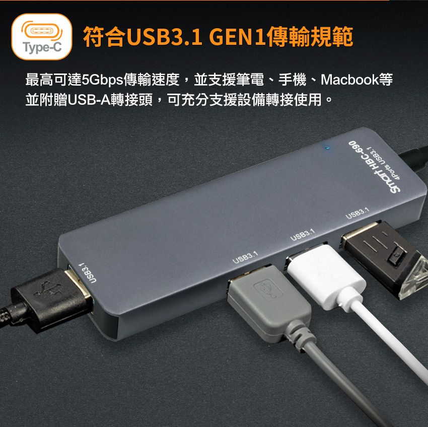 INTOPIC 廣鼎   USB3.1 Type-C高速集線器(HBC-690)