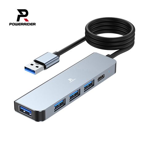 PowerRider HB-P9A 五合一USB傳輸集線器 鈦金灰 1.2m