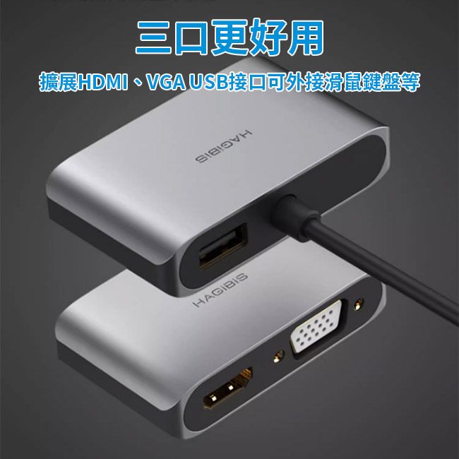 HAGiBiS 海備思  USB3.0轉HDMI/VGA/USB三代影音轉接器