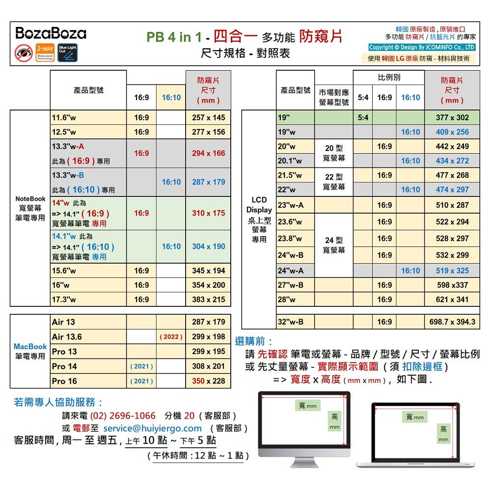 BozaBoza 23.8吋 (16:9) - PB 4 in 1 - 全能 螢幕防窺片 - ( 防窺 / 抗藍光 / 防眩光 / 斷UV光 / 專利抗菌 )