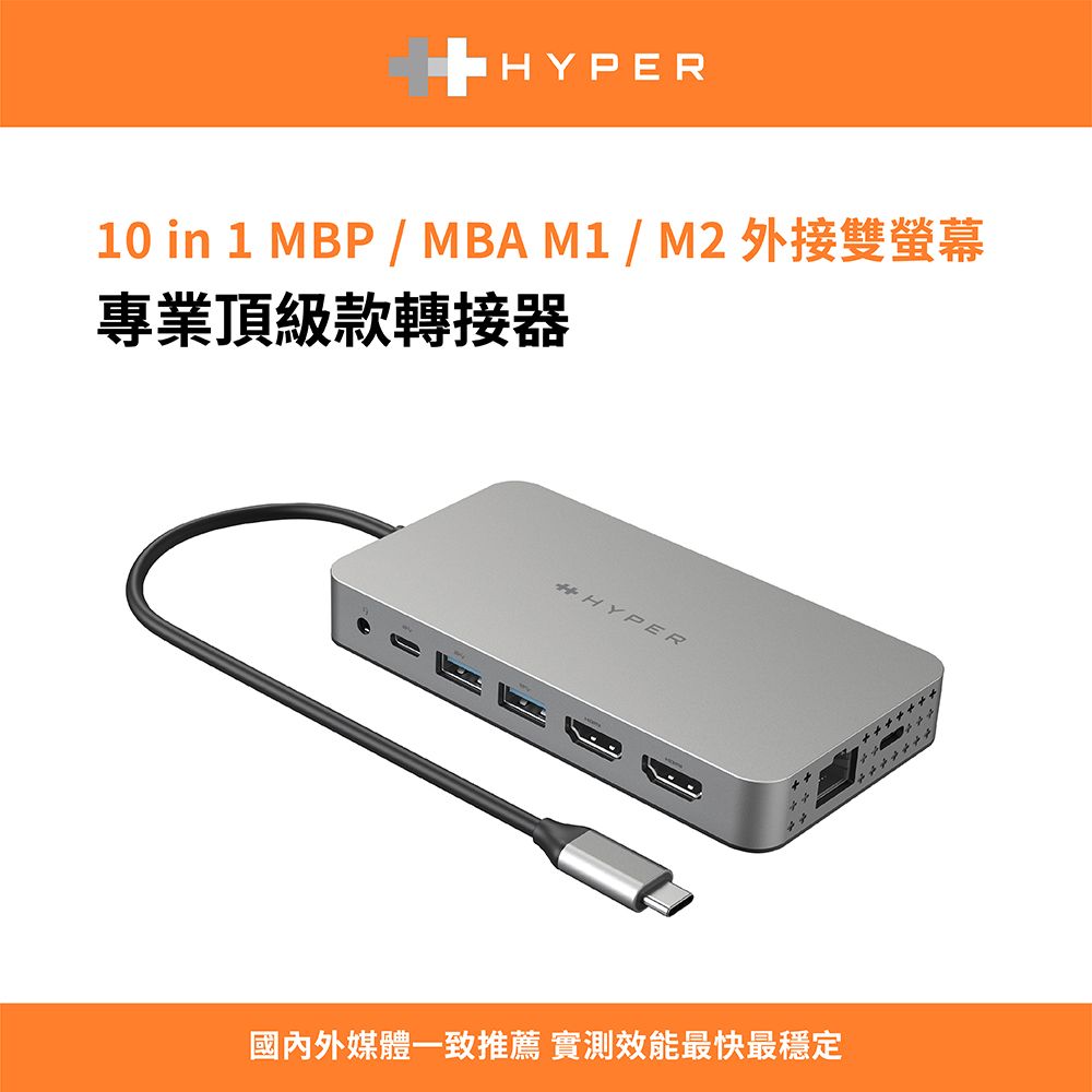 Hyper Drive 10-in-1 HDMI (M1/M2螢幕轉接器) USB-C Hub