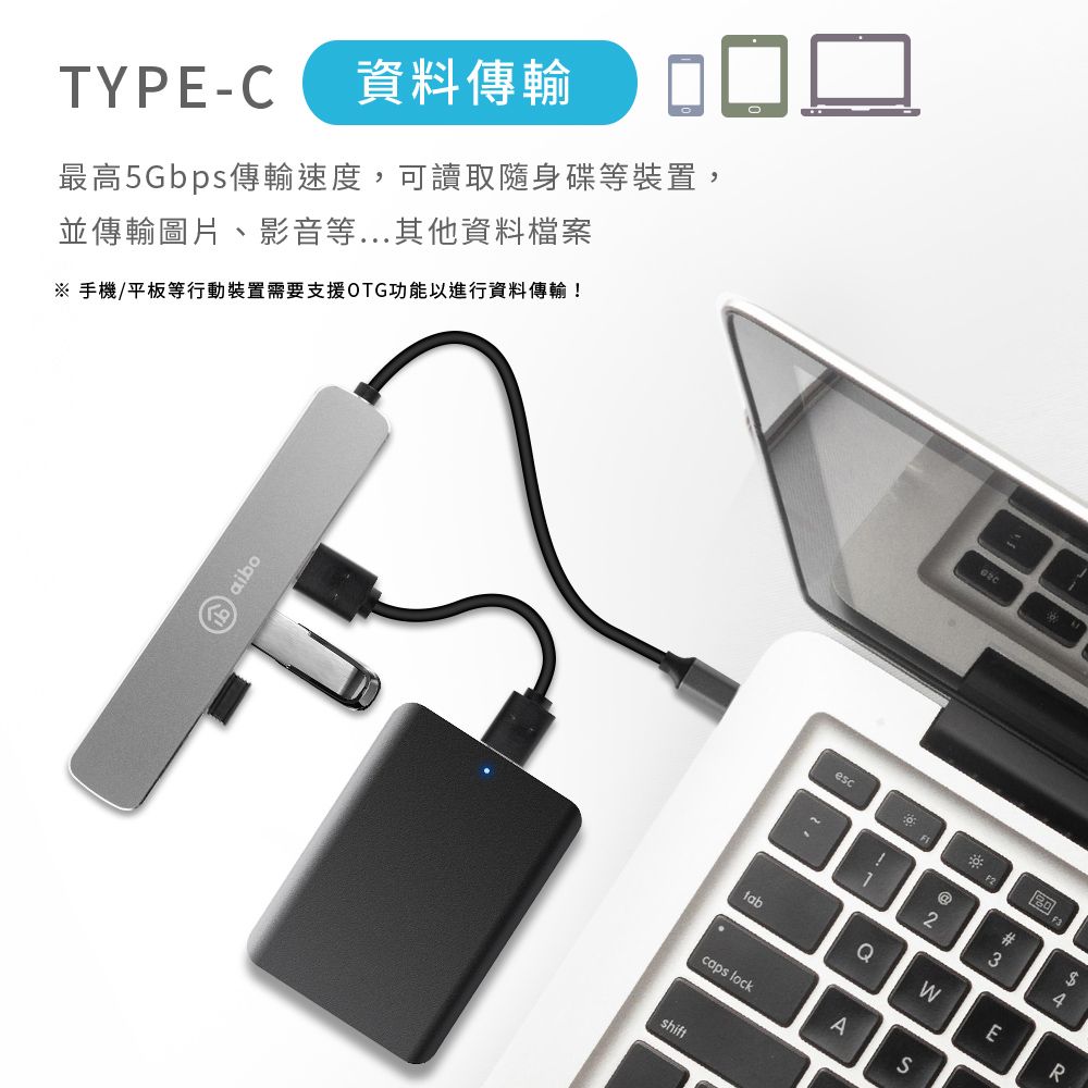 aibo (買1送1)T6X Type-C 鋁合金 4埠USB3.0 HUB集線器