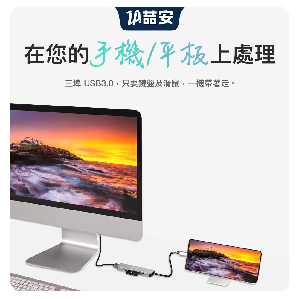 ZA 喆安 5合1 Type-C HUB轉接集線器 支援Type-C to HDMI投影/PD快充/3.2傳輸 適用iPhone16/MacBook/iPad/筆電