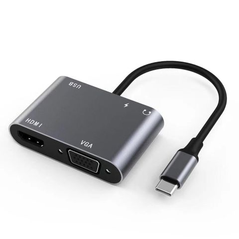 TYPE-C to HDMI4K+VGA+USB3.0輸出+PD充電+3.5mm音源 5合1影音轉接器