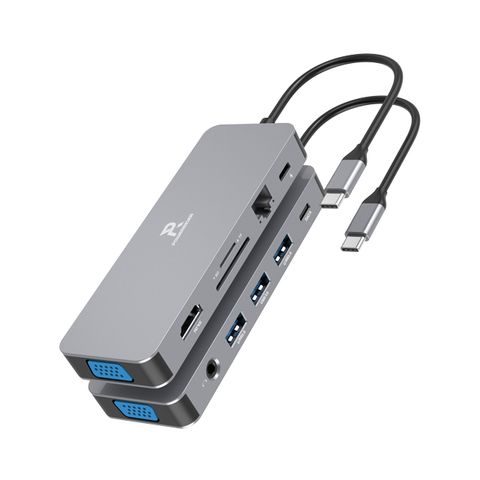 PowerRider HB-P11 十一合一PD充電傳輸集線器 鈦金灰