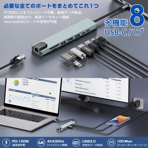 Golf 8 in 1 USB C 集線器