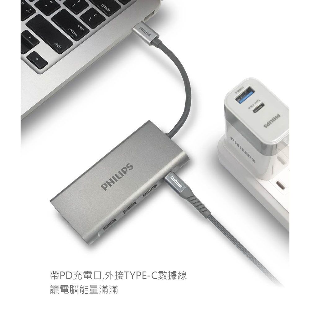 PHILIPS 飛利浦 高質感高速傳輸HUB  DLK5524C Type-C 4port 多功能集線器