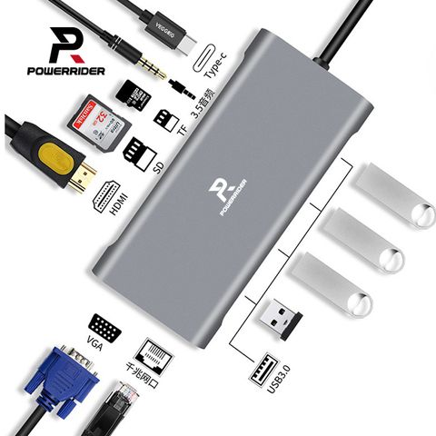 PowerRider HB-P12 十一合一PD充電傳輸集線器 鈦金灰
