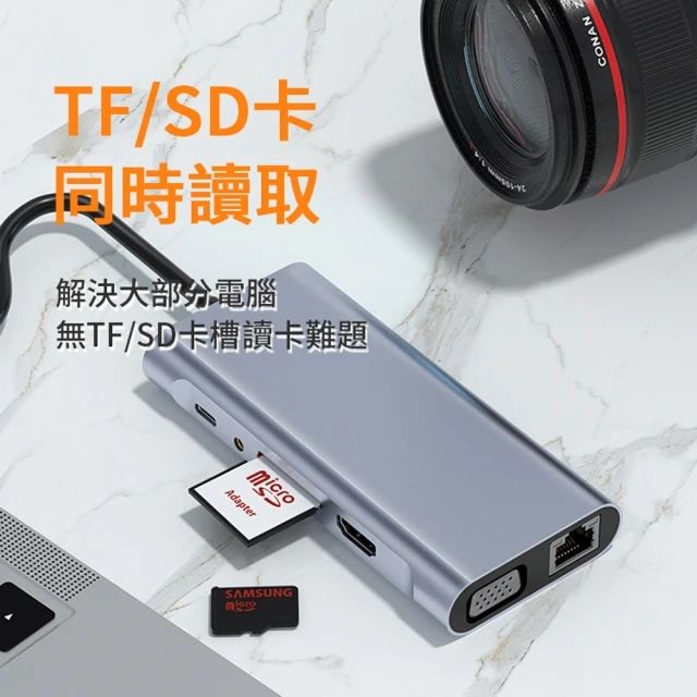 ANTIAN Type-C 11合1多功能HUB轉接器 HDMI USB3.0集線器 網路線/音頻轉接頭 支援PD快充