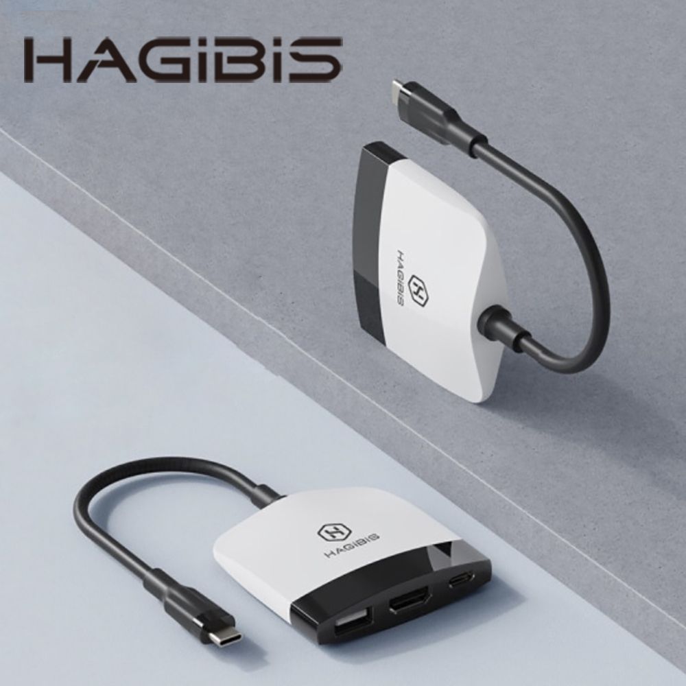 HAGiBiS 海備思 switch擴充器HDMI+USB3.0+PD供電(白灰色SWC01-BW