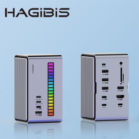 HAGiBiS桌面式Type-C多功能節奏燈擴充器13合1(U100）