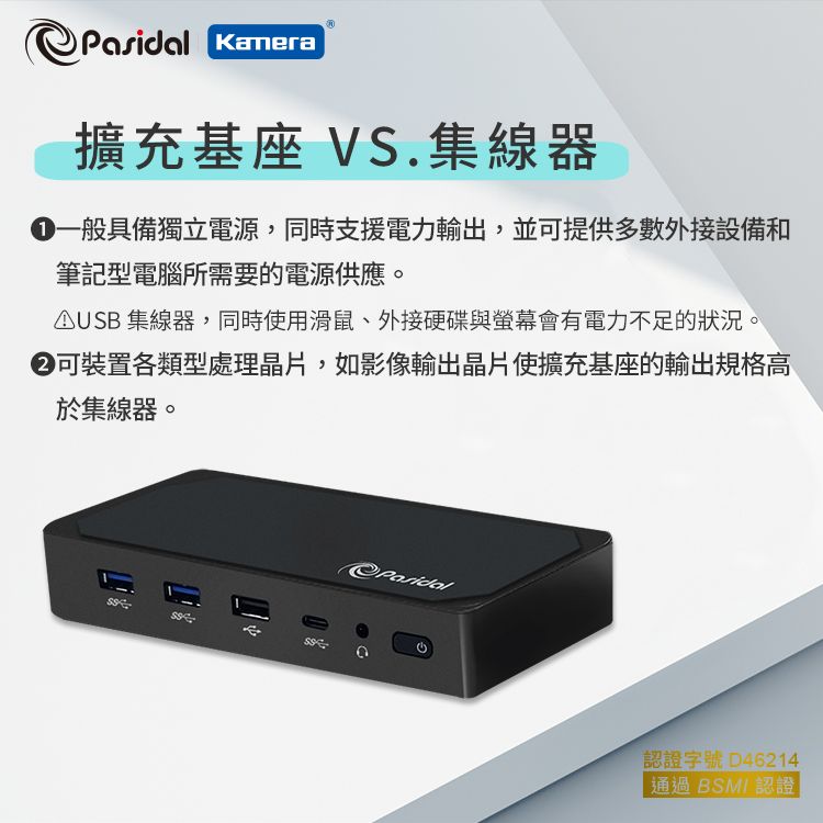 Pasidal  100W PD快充USB-C 10G Gen2 RJ45乙太網路 Docking Station 第二代擴充平台 擴充埠