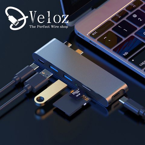 Veloz Type-C轉USB3.0 6合1多功能擴充轉接器(1入)(typeC-006-B)