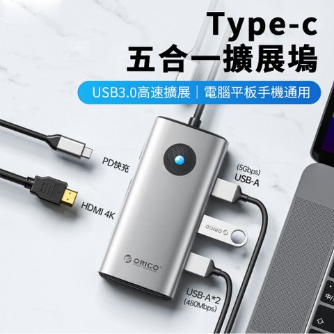 Sily Type-C 多功能五合一擴展塢 USB分線器 PD快充 HDMI網線轉換器 筆電拓展器 網卡轉接器 mac筆電轉接頭