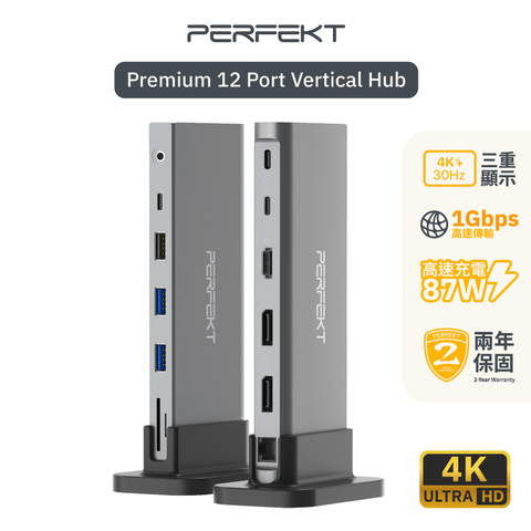 PERFEKT USB Type C 12 口多功能集線器 Hub 多功能擴展 高效能 Mac Win 兼容 PT-C12D