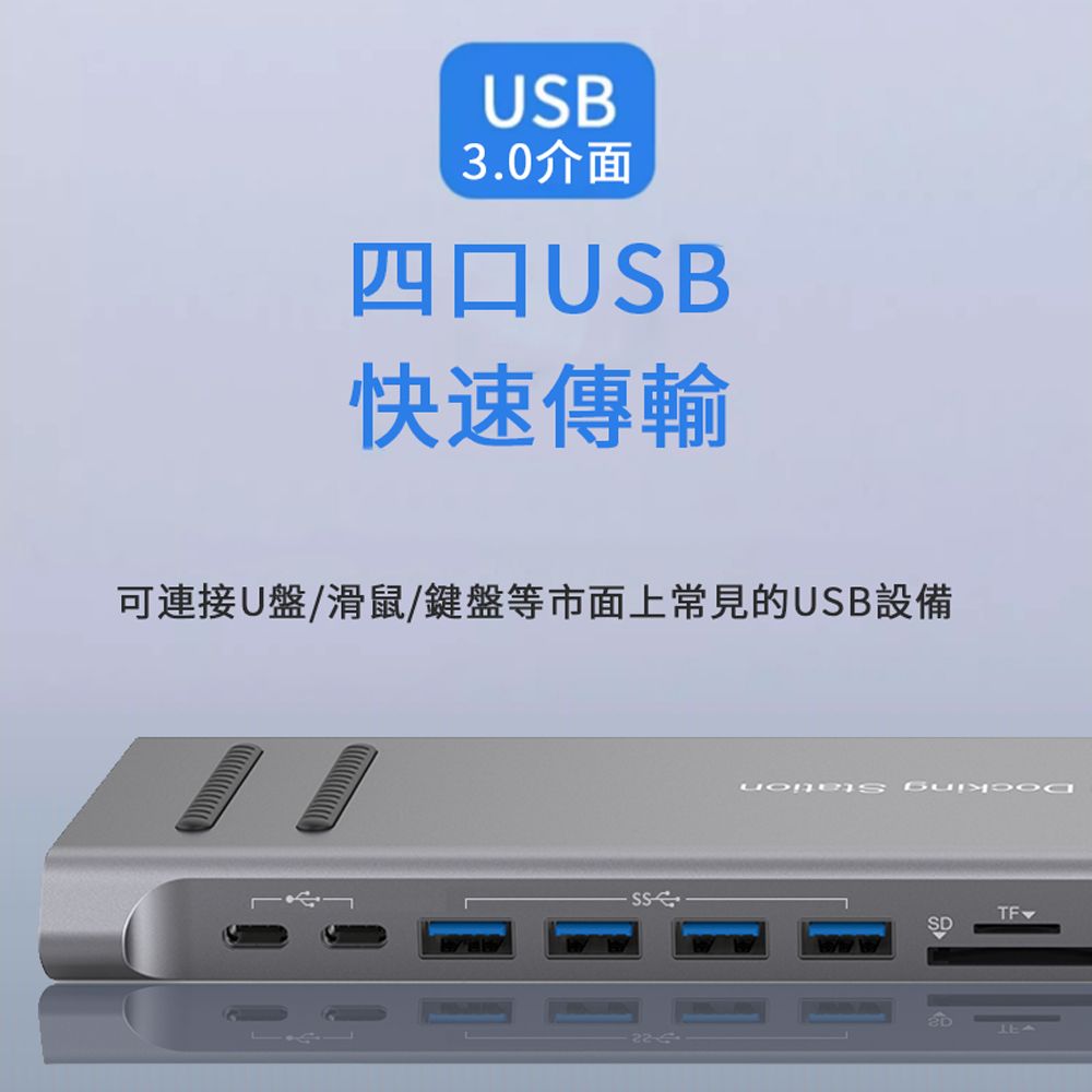 HADER 13合1 Type-C 多功能HUB轉接器筆電底座 HDMI USB3.0集線器  Mac轉接頭 (13孔位+底座)