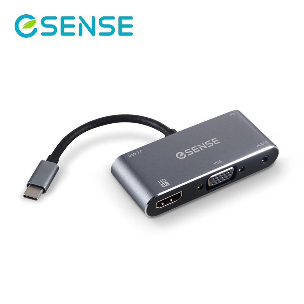 Esense 逸盛  Type-C TO HDMI 5合1 轉接器 H512 PA(鈦金灰)