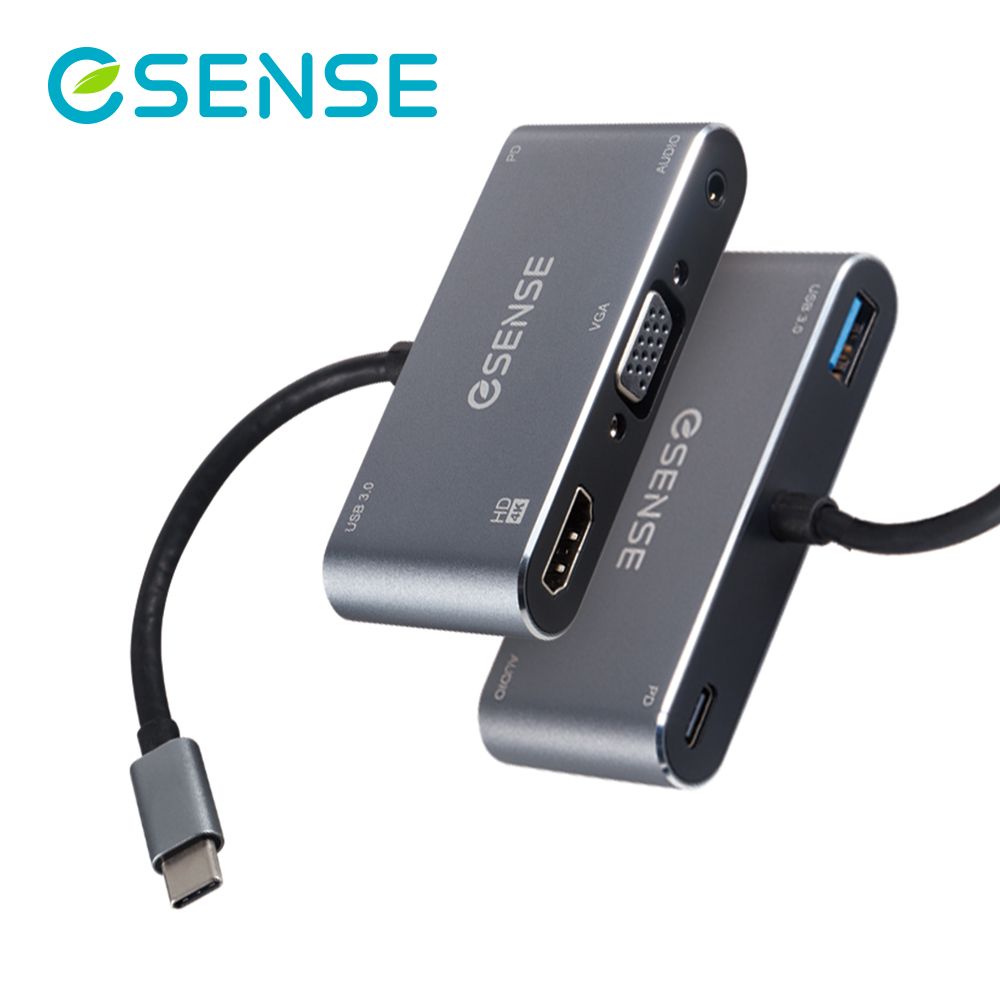 Esense 逸盛  Type-C TO HDMI 5合1 轉接器 H512 PA(鈦金灰)