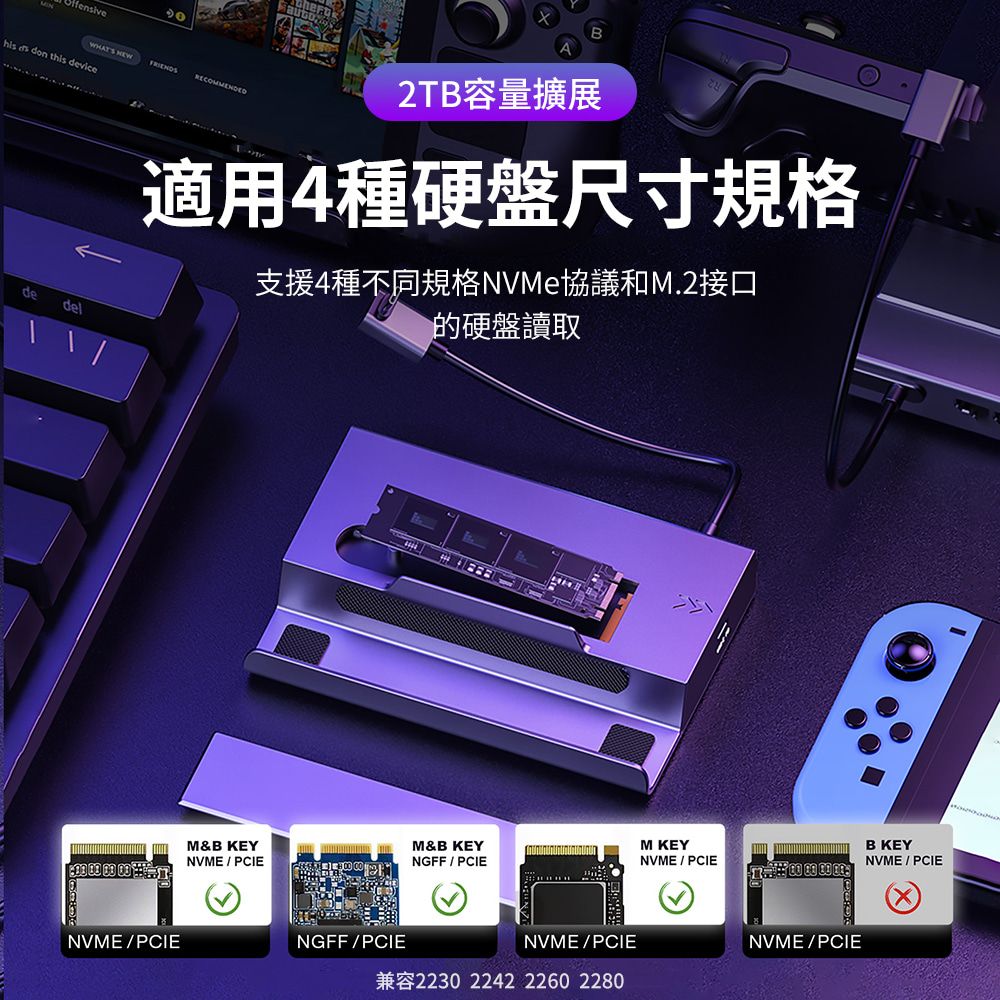 GKI 耀麟國際  七合一Steam Deck主機擴展底座 USB-C擴充基座 SSD固態硬碟外接