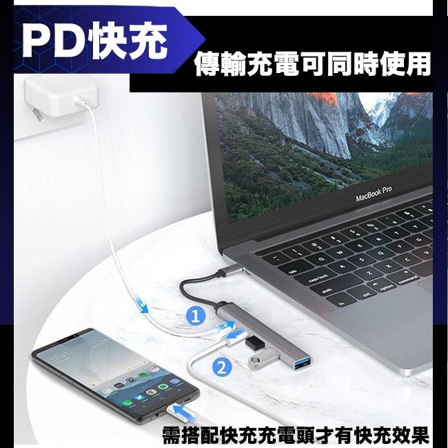 QGeeM  Type-C 5合1/USB3.0/PD65W電腦擴充轉接器