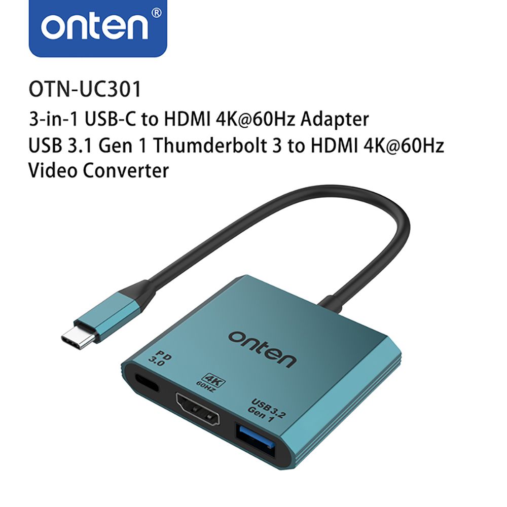 ONTEN [otn-uc301]USB 3.1 Gen 1 Thunderbolt 3 轉 HDMI 4K@60Hz 影音轉換器